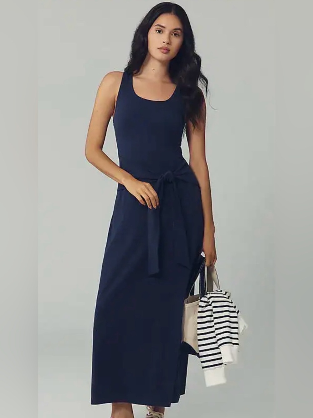 L SPACE Sleeveless Navy Tie-Waist Maxi Dress Size Small NWT